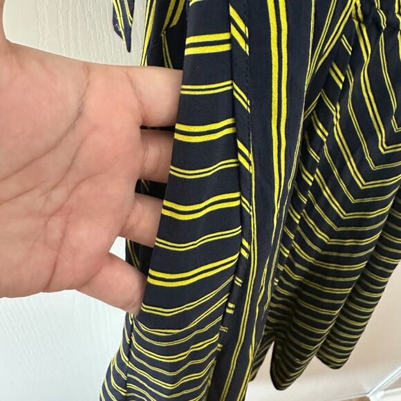 Nina Ricci Striped Asymmetric Trapeze‎ Blue Yellow 100% Silk Dress Sz FR 34 US 0 - Picture 7 of 12